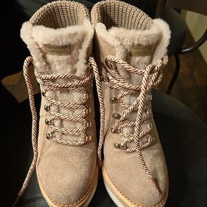 Beige Suede Ankle Boots